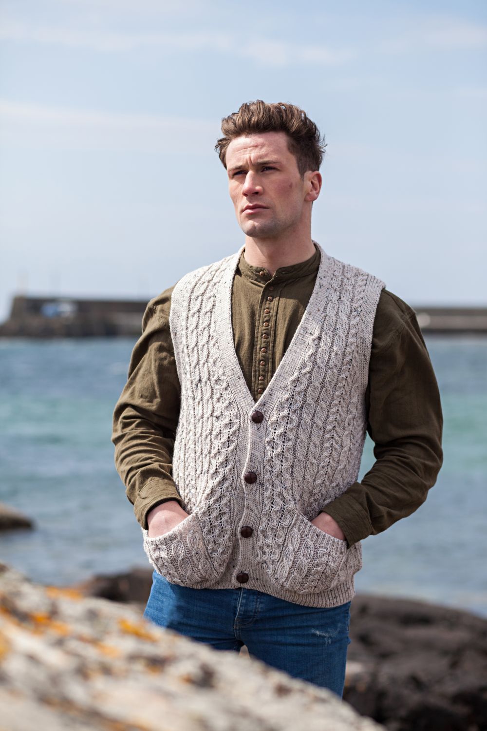 Traditional Aran Knit Waistcoat Aran Islands Knitwear